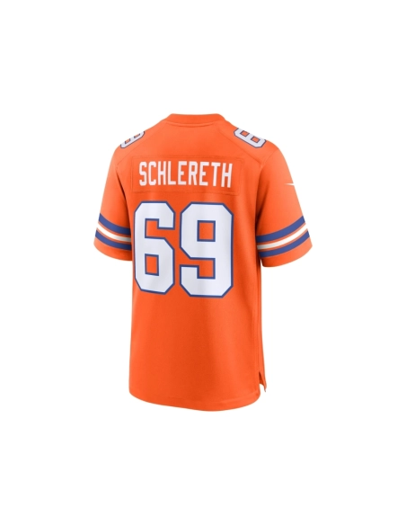 Mens Denver Broncos Mark Schlereth Orange Mile High Collection 1977 Throwback Retired Player Game Jersey