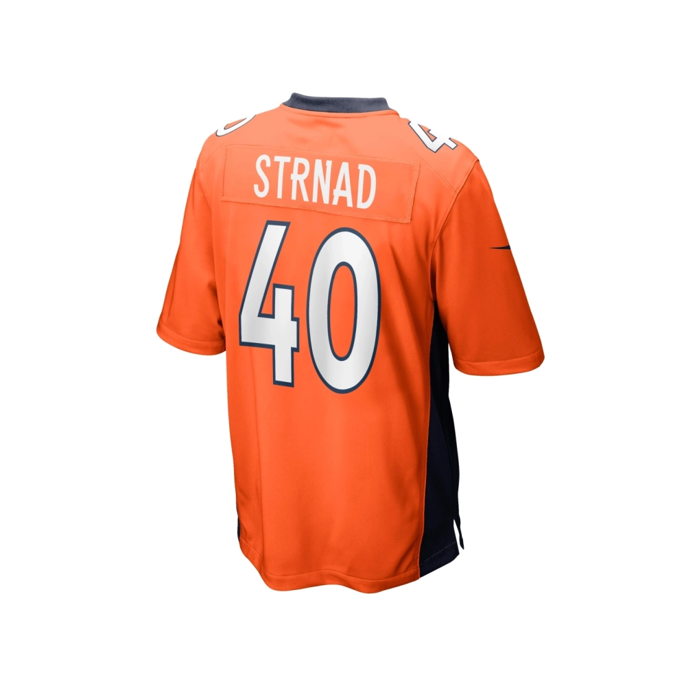 Mens Denver Broncos Justin Strnad Orange Game Jersey