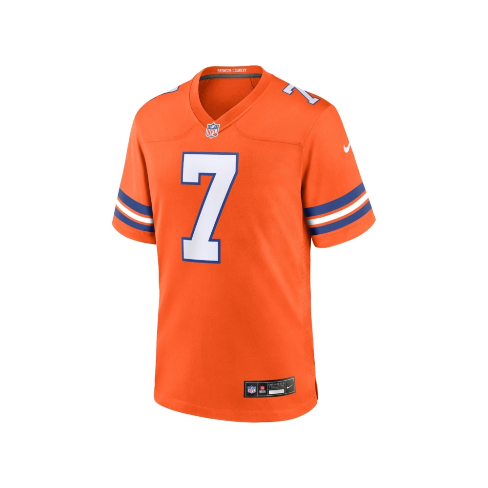 Mens Denver Broncos John Elway Orange Mile High Collection 1977 Throwback Retired Player Game Jersey