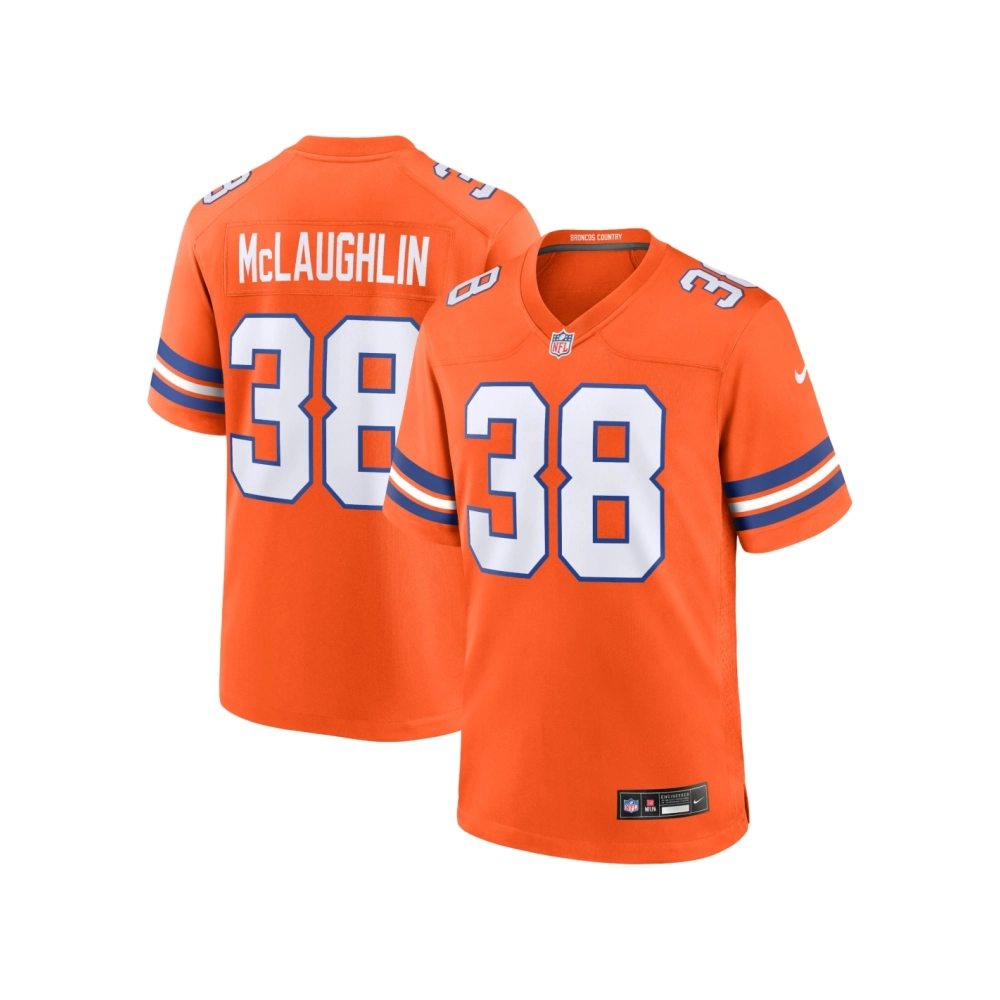 Mens Denver Broncos Jaleel McLaughlin Orange Mile High Collection 1977 Throwback Player Game Jersey