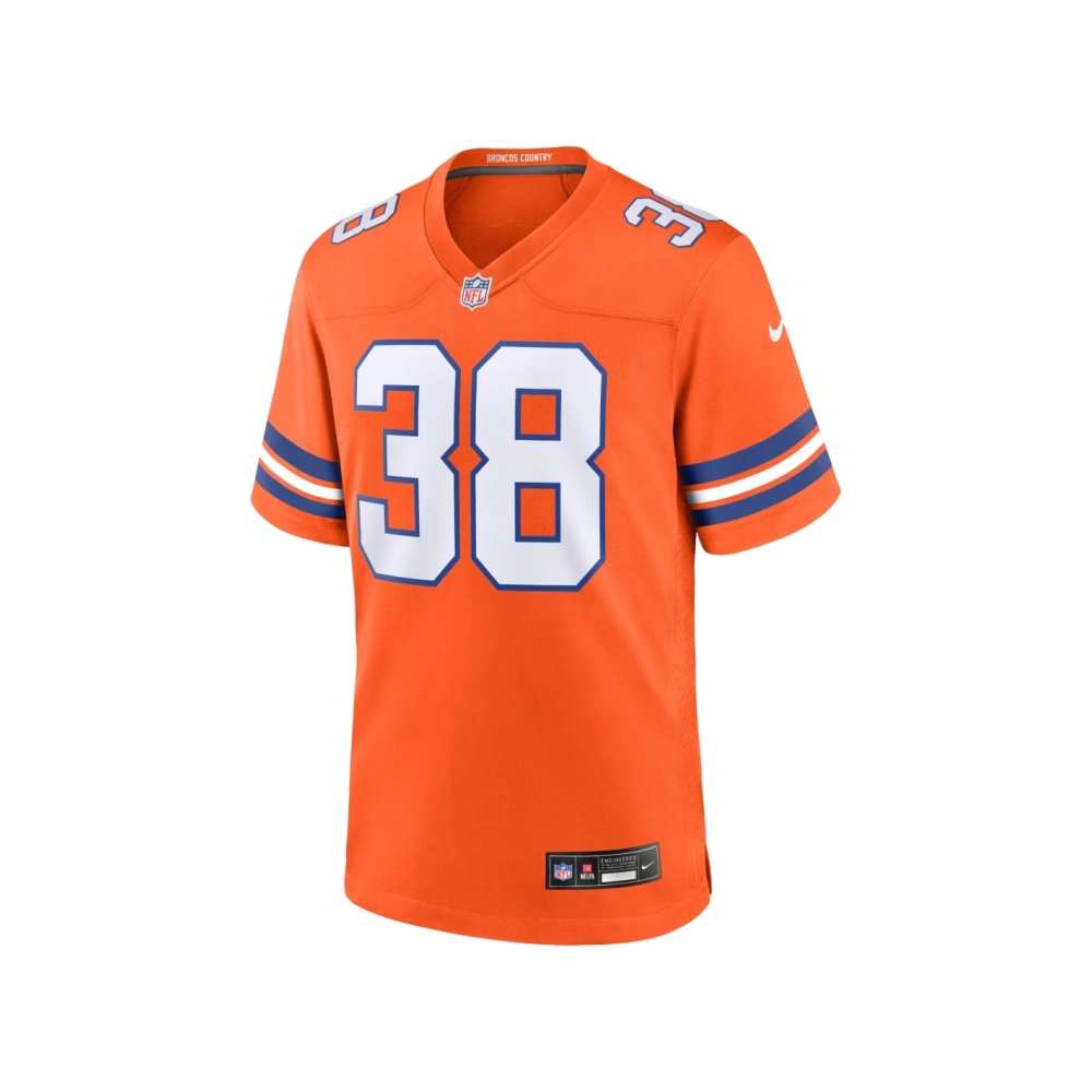 Mens Denver Broncos Jaleel McLaughlin Orange Mile High Collection 1977 Throwback Player Game Jersey