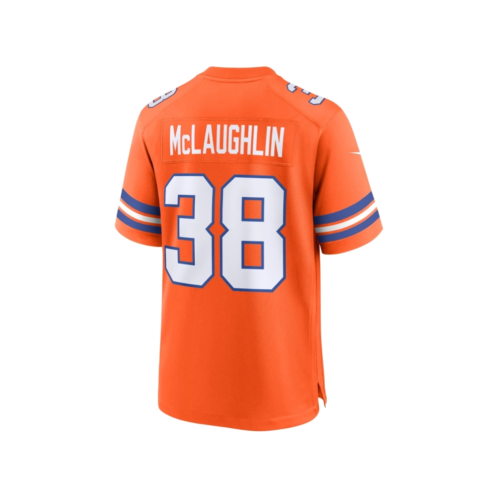 Mens Denver Broncos Jaleel McLaughlin Orange Mile High Collection 1977 Throwback Player Game Jersey