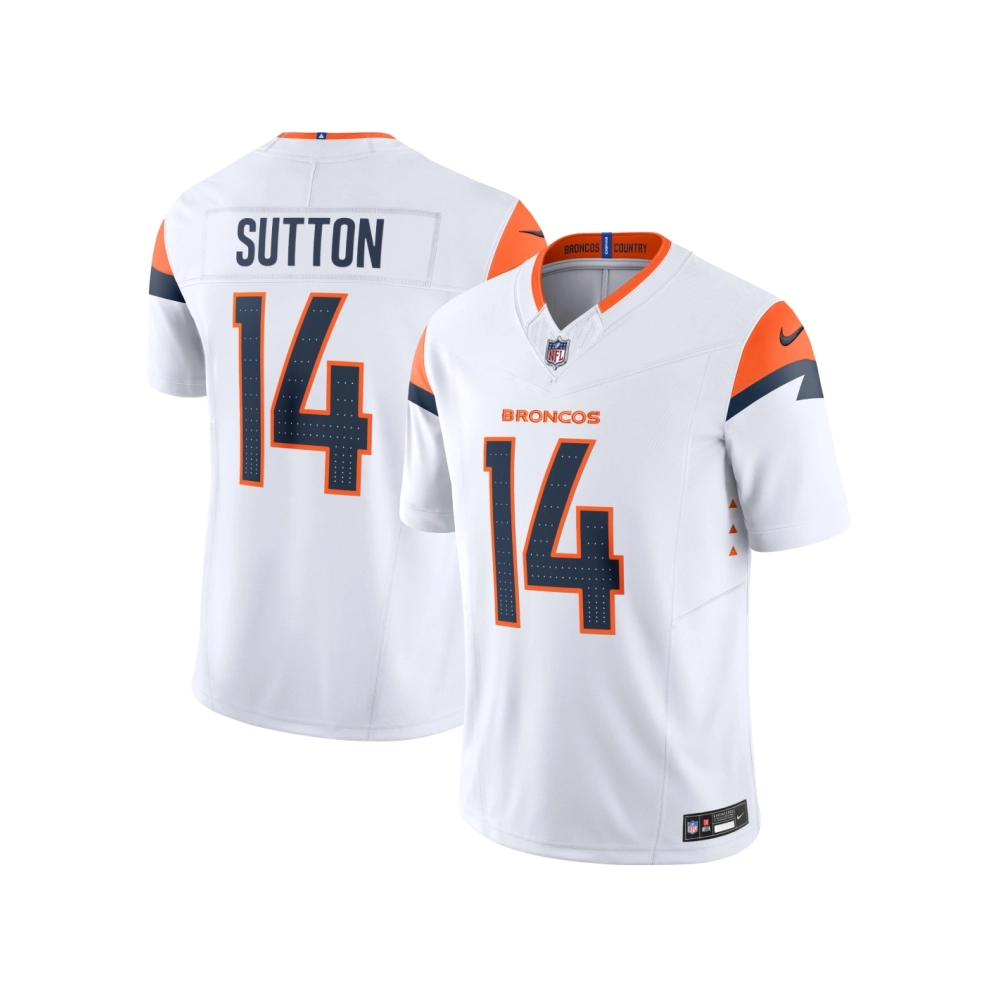 Mens Denver Broncos Courtland Sutton White Mile High Collection Vapor F.U.S.E. Limited Jersey