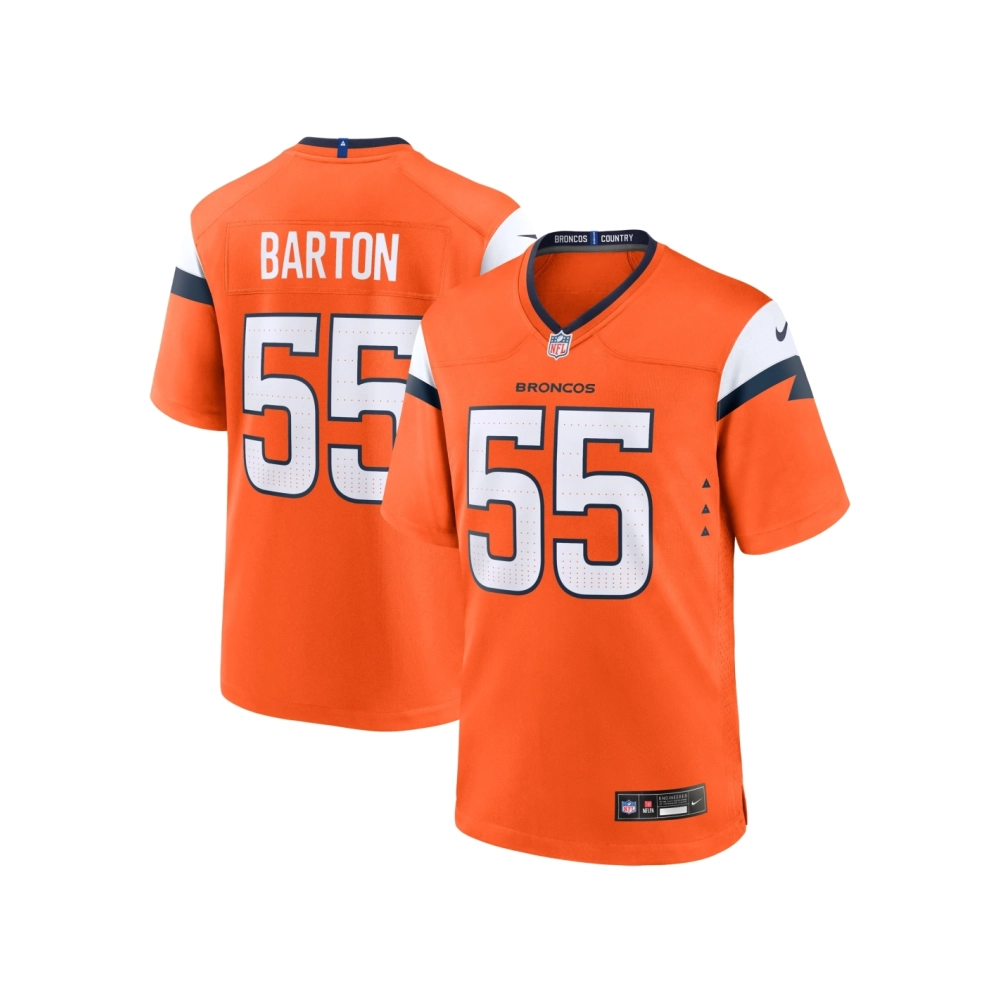 Mens Denver Broncos Cody Barton Orange Game Jersey