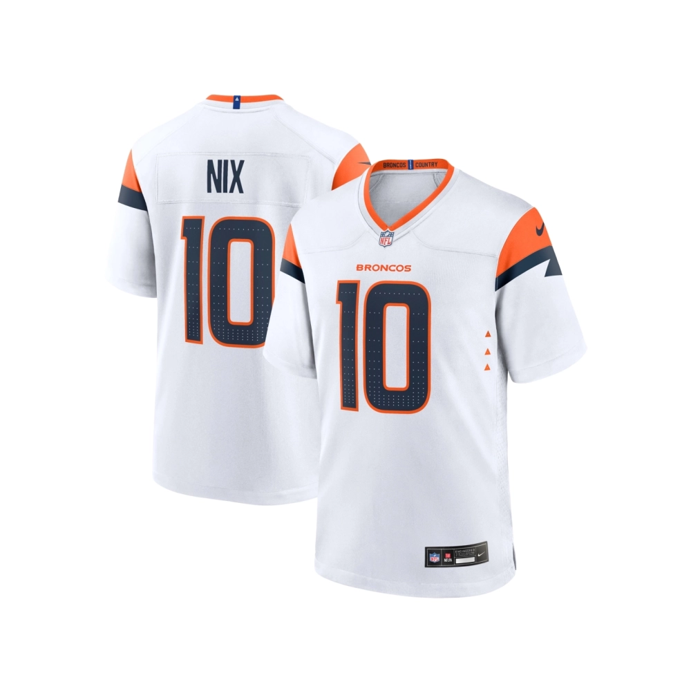 Mens Denver Broncos Bo Nix White Game Jersey