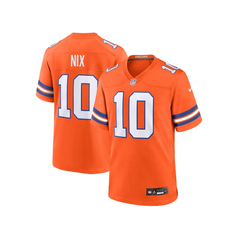Mens Denver Broncos Bo Nix Orange Mile High Collection 1977 Throwback Player Game Jersey
