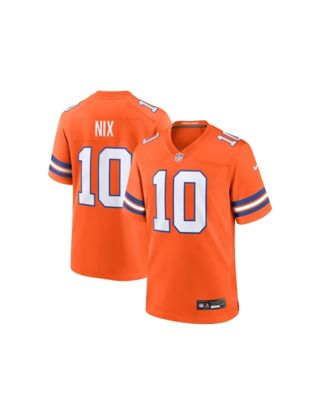 Mens Denver Broncos Bo Nix Orange Mile High Collection 1977 Throwback Player Game Jersey
