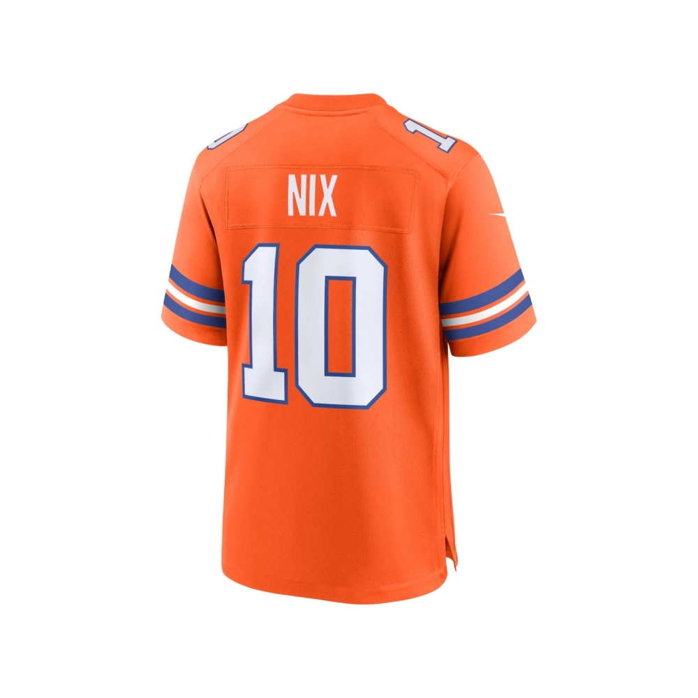 Mens Denver Broncos Bo Nix Orange Mile High Collection 1977 Throwback Player Game Jersey