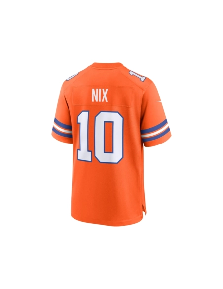 Mens Denver Broncos Bo Nix Orange Mile High Collection 1977 Throwback Player Game Jersey