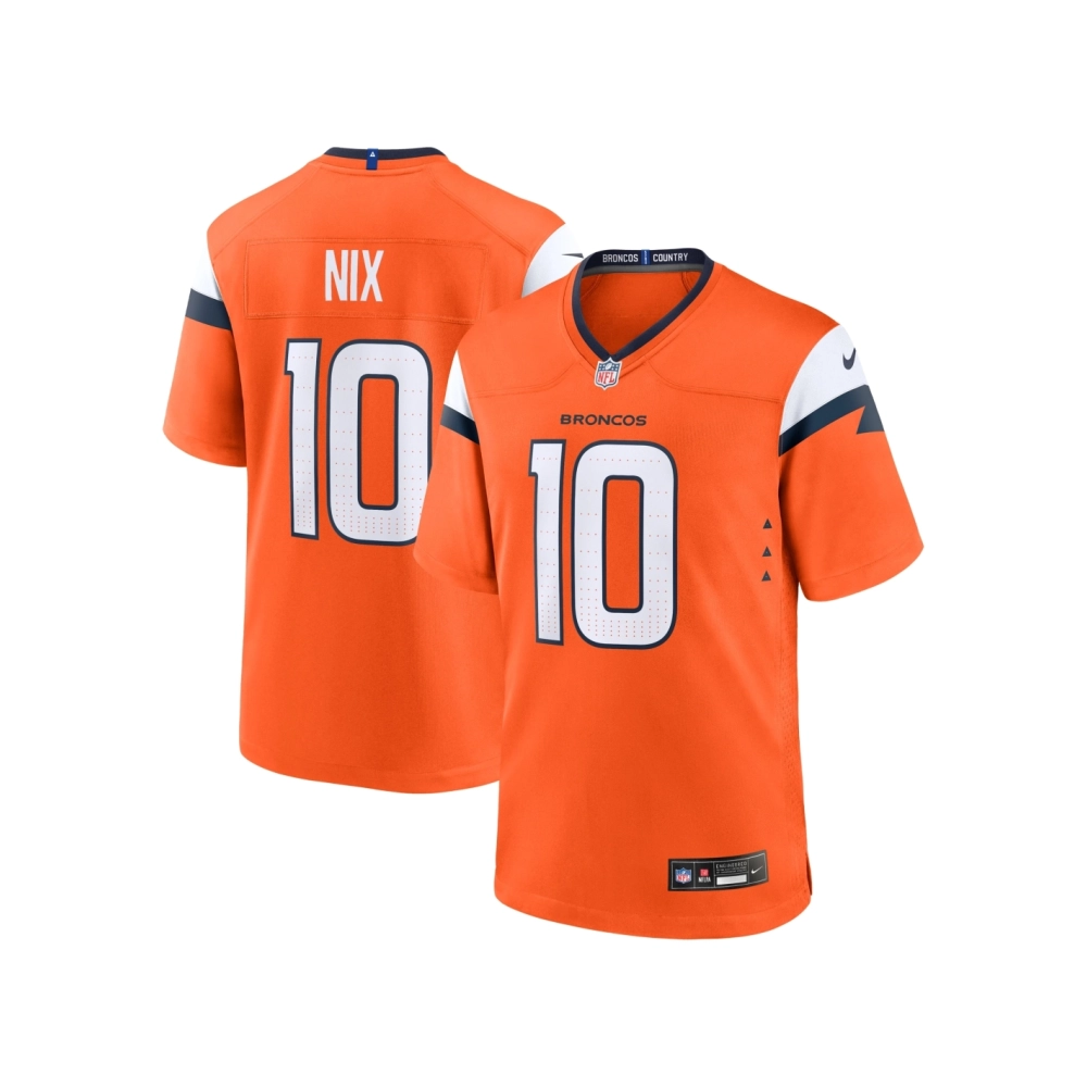 Mens Denver Broncos Bo Nix Orange 2024 NFL Draft First Round Pick Player Game Jersey