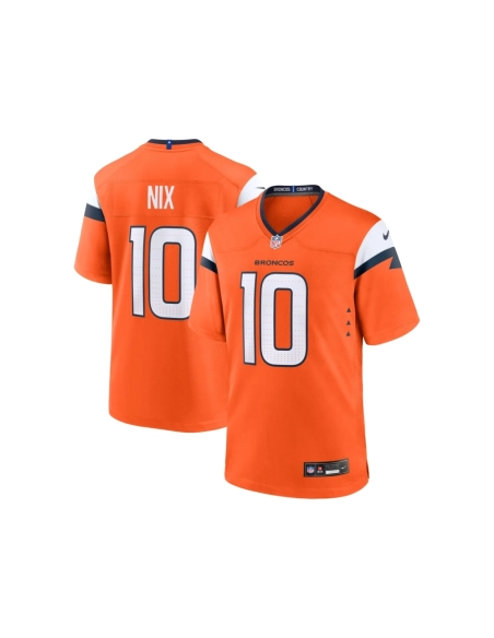 Mens Denver Broncos Bo Nix Orange 2024 NFL Draft First Round Pick Player Game Jersey