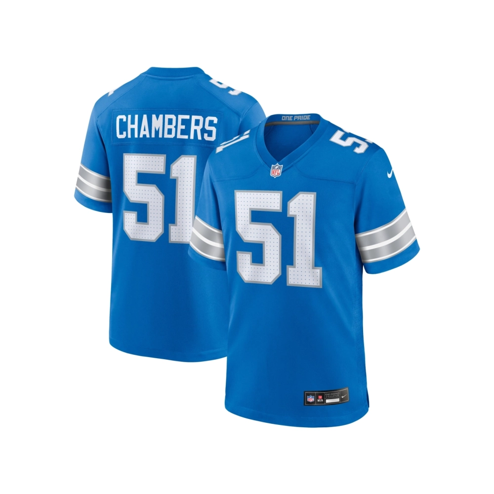 Mens Detroit Lions Steele Chambers Blue Game Jersey