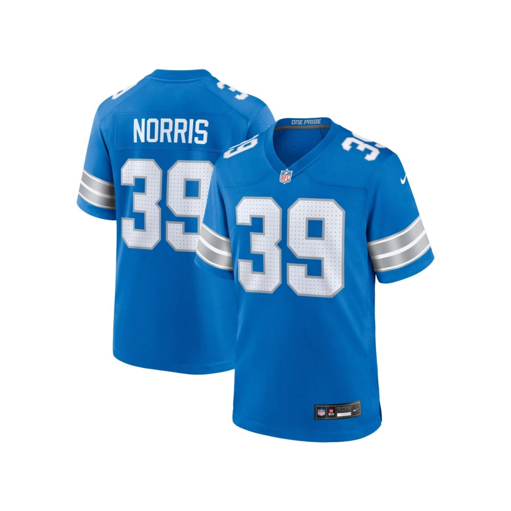 Mens Detroit Lions Morice Norris Blue Game Jersey