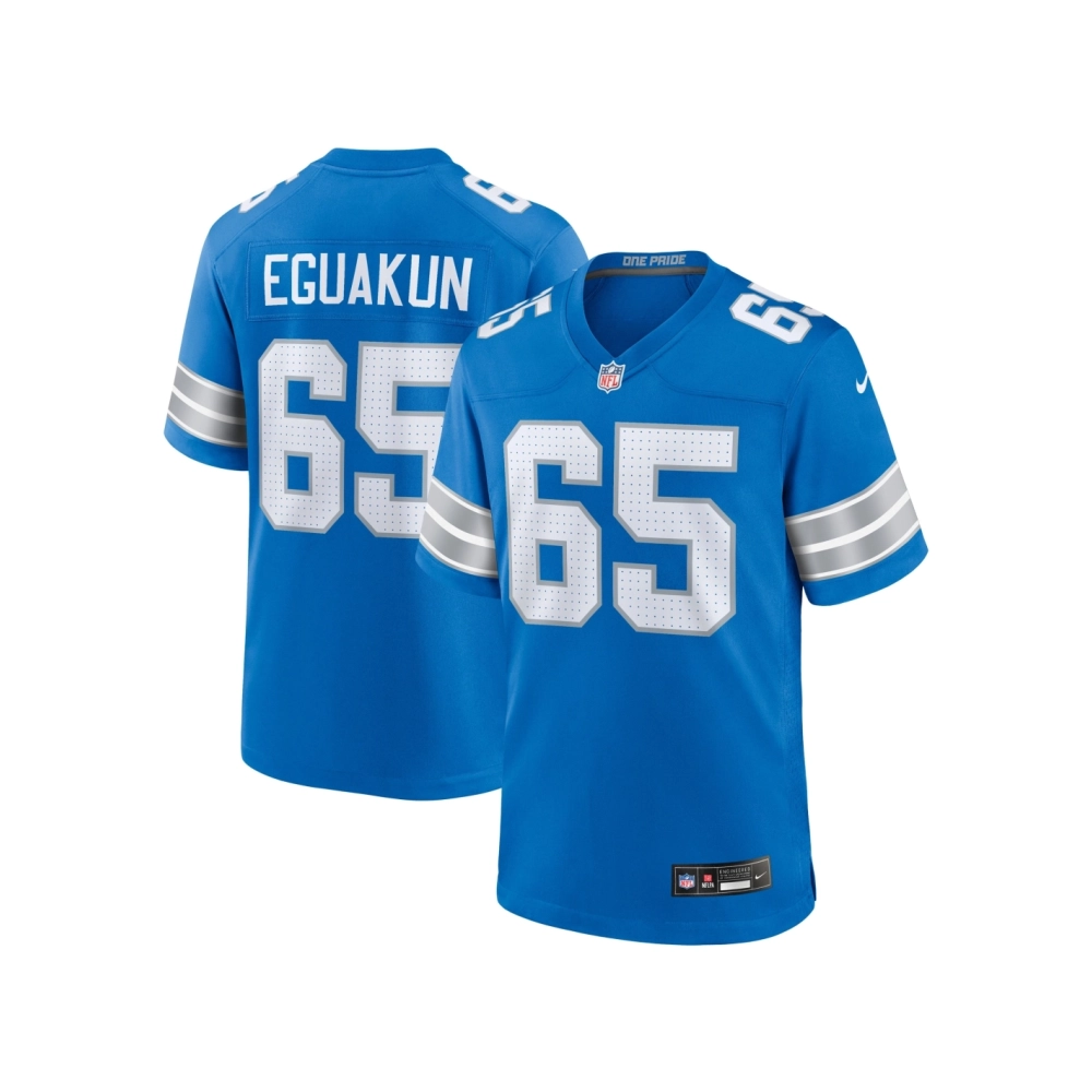 Mens Detroit Lions Kingsley Eguakun Blue Game Jersey