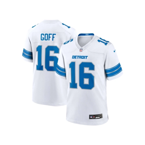 Mens Detroit Lions Jared Goff White Game Jersey