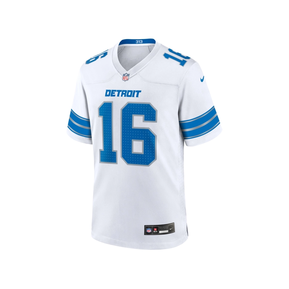 Mens Detroit Lions Jared Goff White Game Jersey