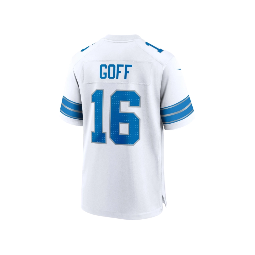 Mens Detroit Lions Jared Goff White Game Jersey