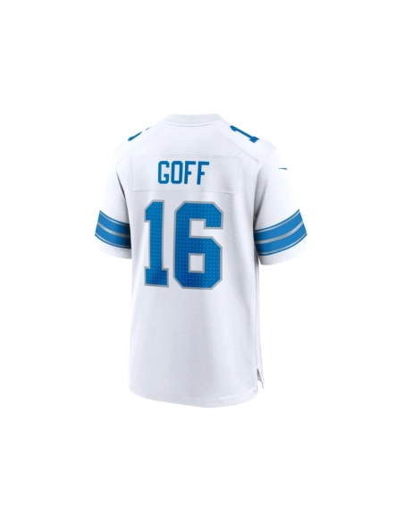 Mens Detroit Lions Jared Goff White Game Jersey