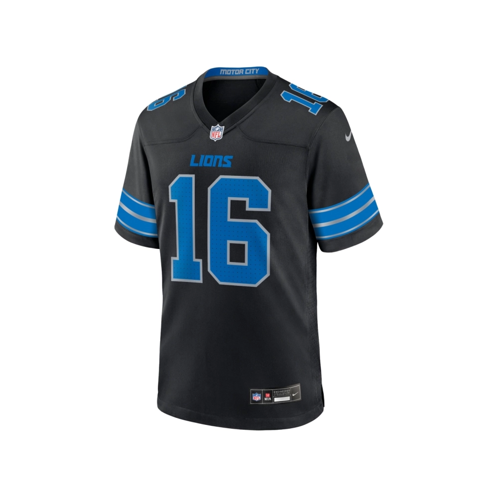 Mens Detroit Lions Jared Goff Black 2nd Alternate Game Jersey