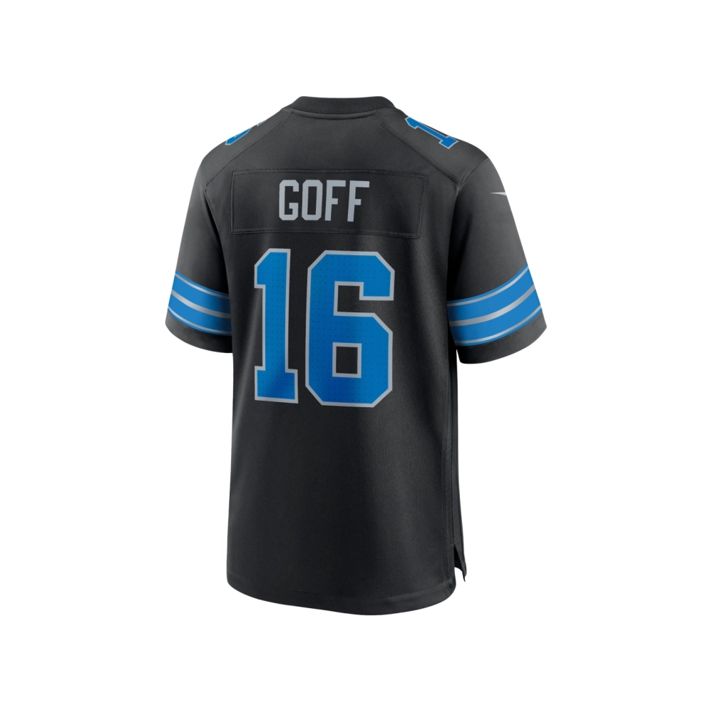 Mens Detroit Lions Jared Goff Black 2nd Alternate Game Jersey