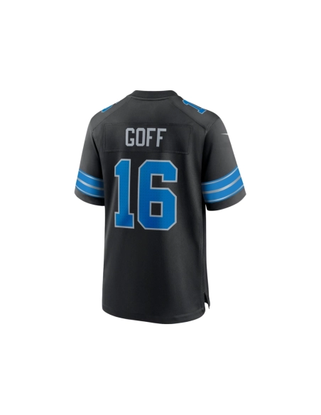 Mens Detroit Lions Jared Goff Black 2nd Alternate Game Jersey