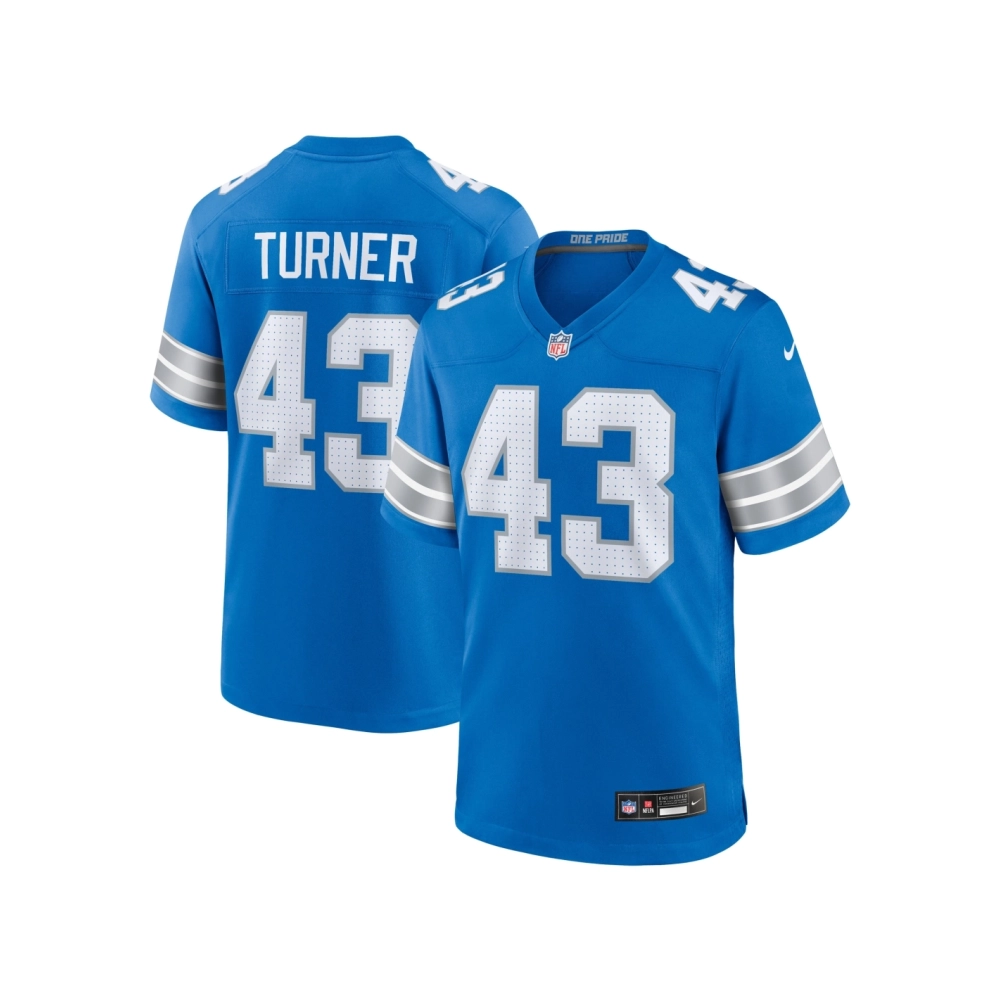 Mens Detroit Lions James Turner Blue Game Jersey