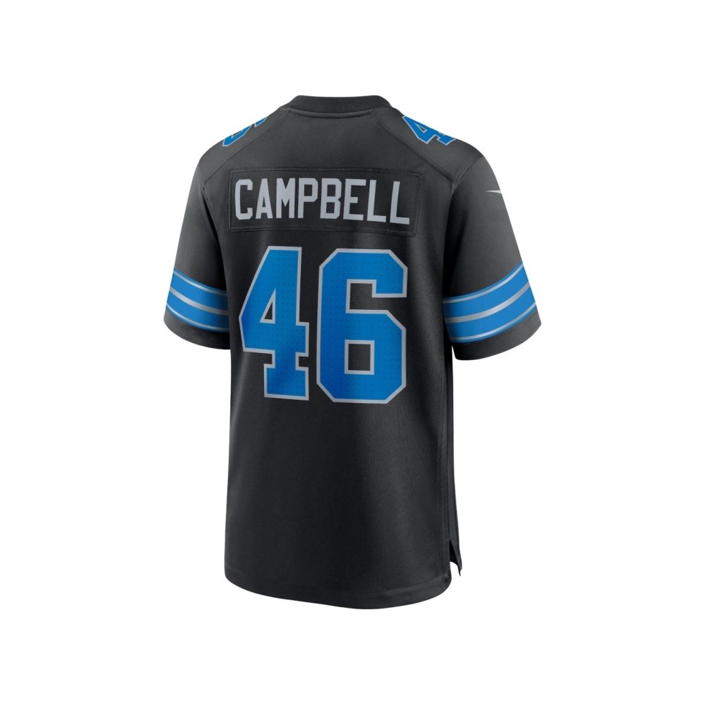 Mens Detroit Lions Jack Campbell Black 2nd Alternate Game Jersey