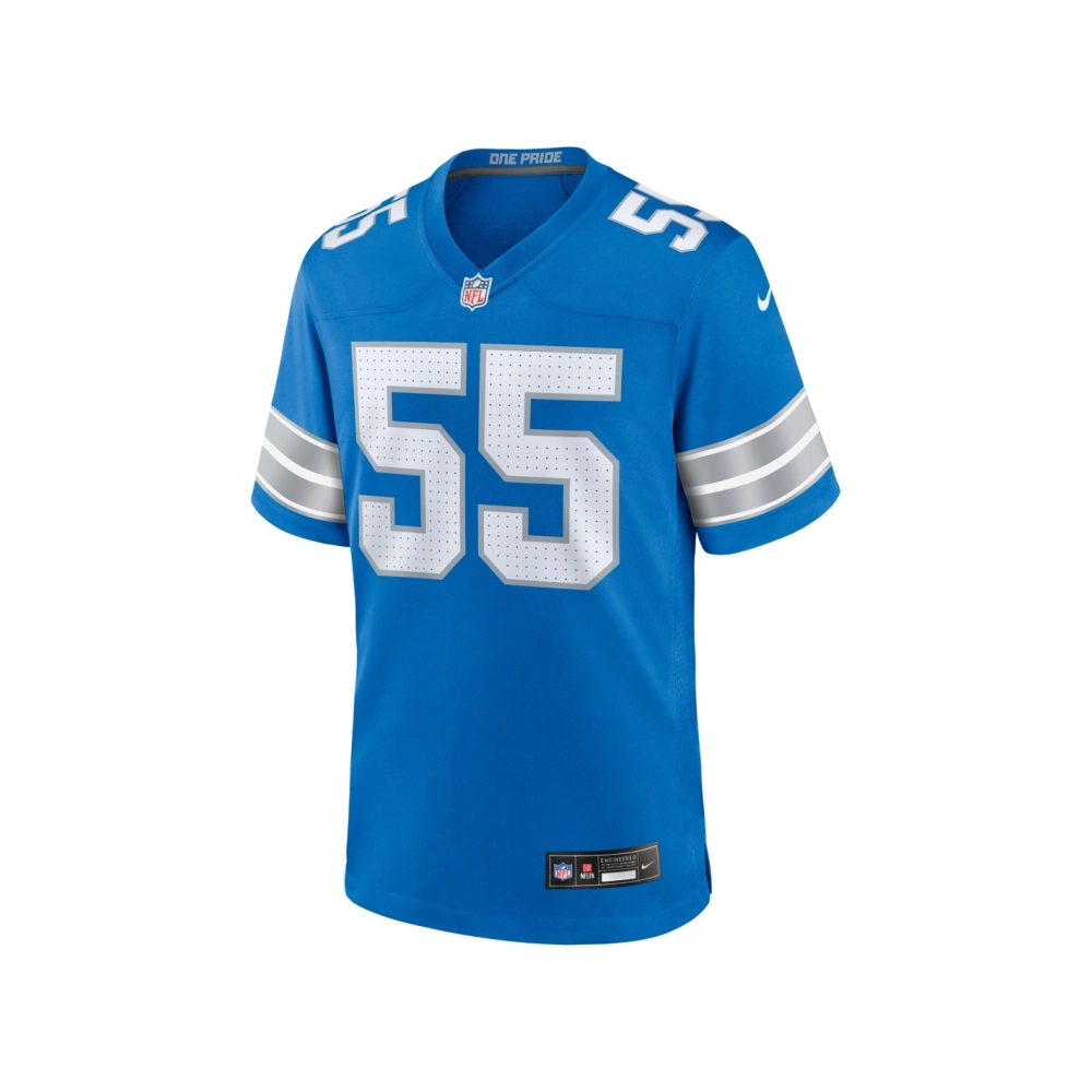 Mens Detroit Lions Derrick Barnes Blue Team Game Jersey