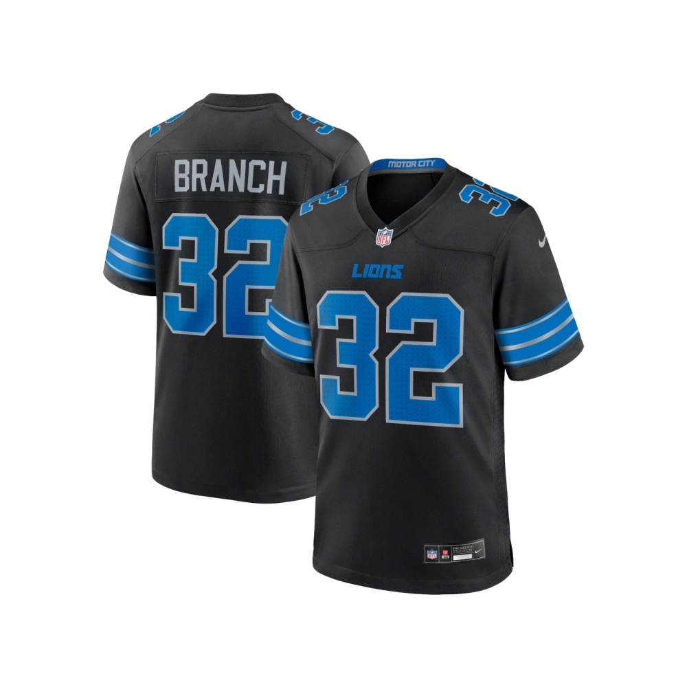 Mens Detroit Lions Brian Branch Black 2nd Alternate Game Jersey