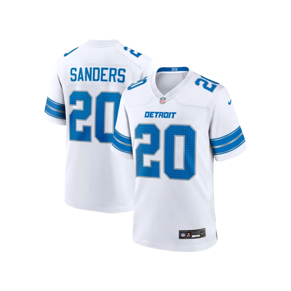 Mens Detroit Lions Barry Sanders White Retired Player Game Jersey