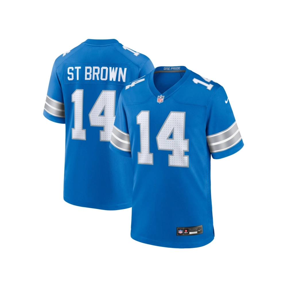 Mens Detroit Lions Amon-Ra St. Brown Blue Game Jersey
