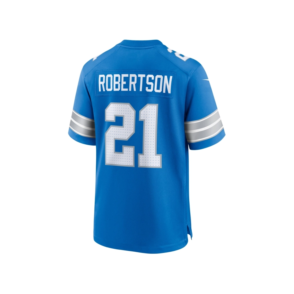 Mens Detroit Lions Amik Robertson Blue Game Jersey