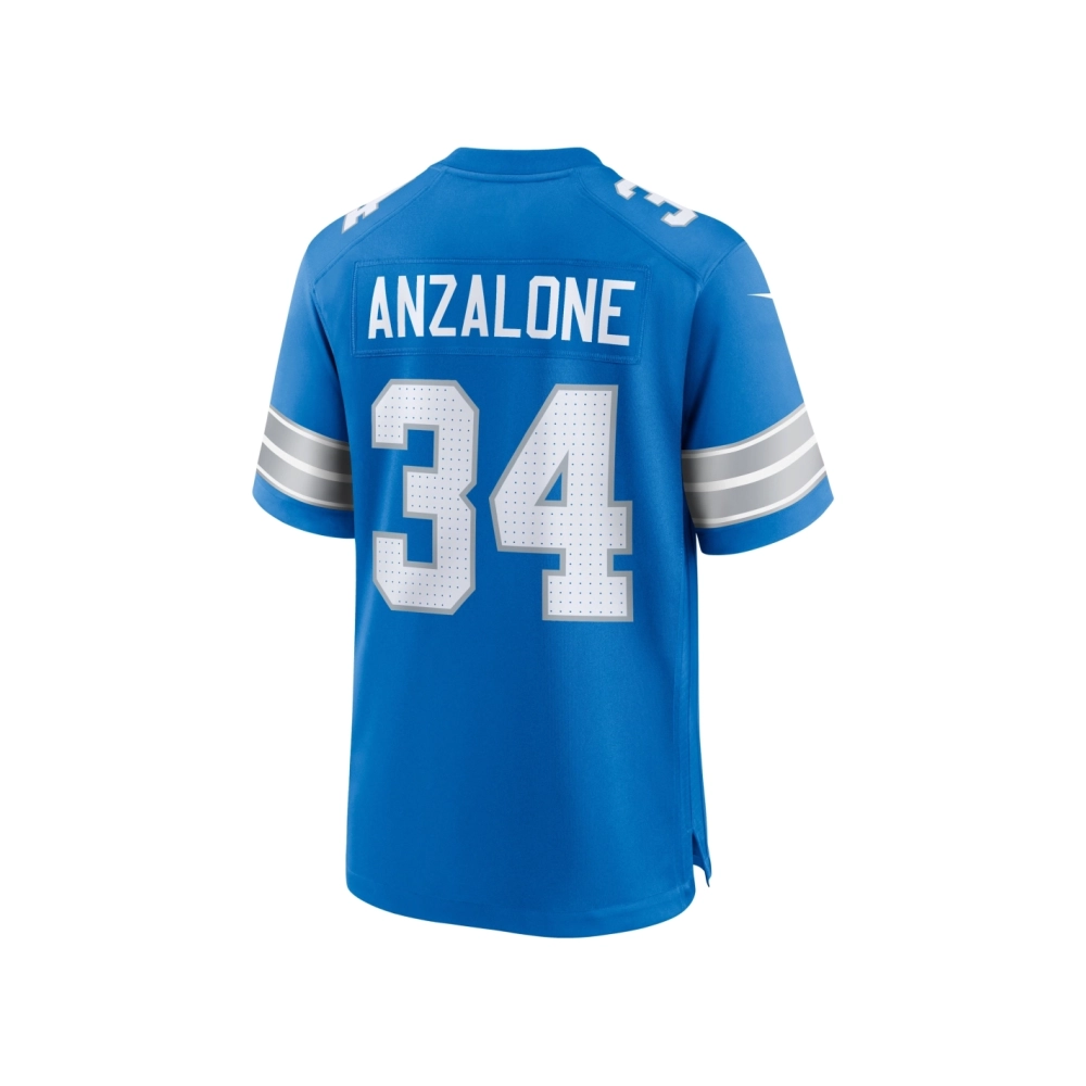 Mens Detroit Lions Alex Anzalone Blue Game Jersey