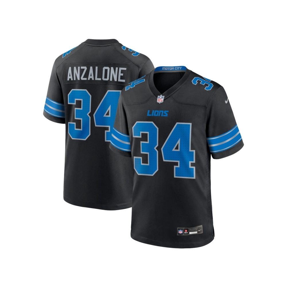 Mens Detroit Lions Alex Anzalone Black 2nd Alternate Game Jersey
