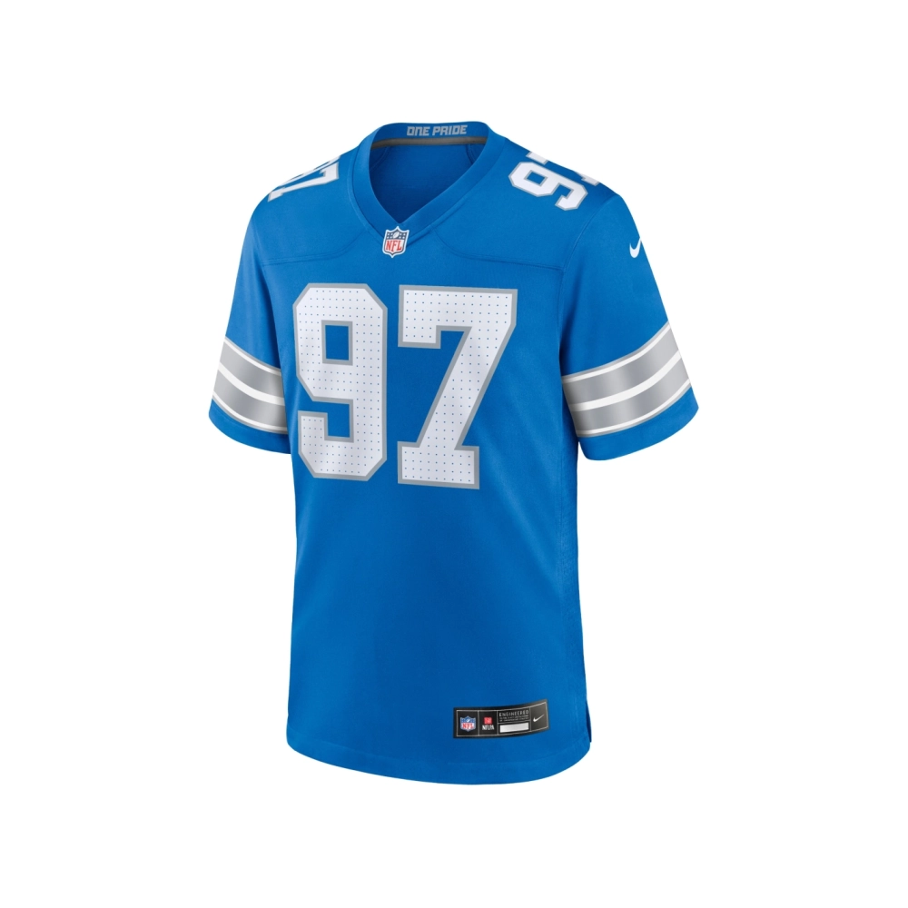 Mens Detroit Lions Aidan Hutchinson Blue Game Jersey