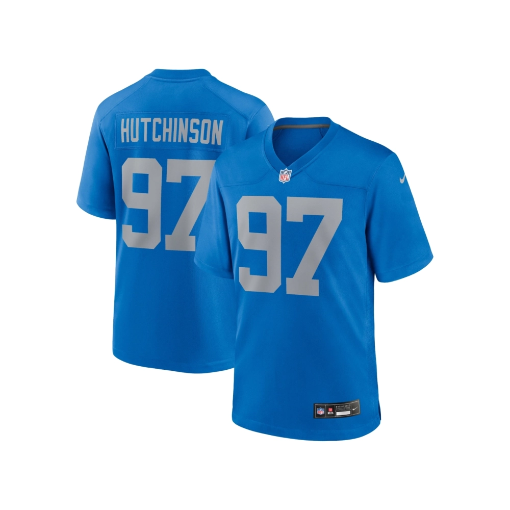 Mens Detroit Lions Aidan Hutchinson Blue Alternate Game Jersey
