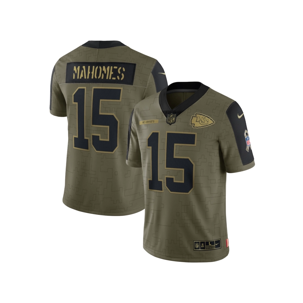 Mens Kansas City Chiefs Patrick Mahomes Olive Salute To Service Limited Player Jersey