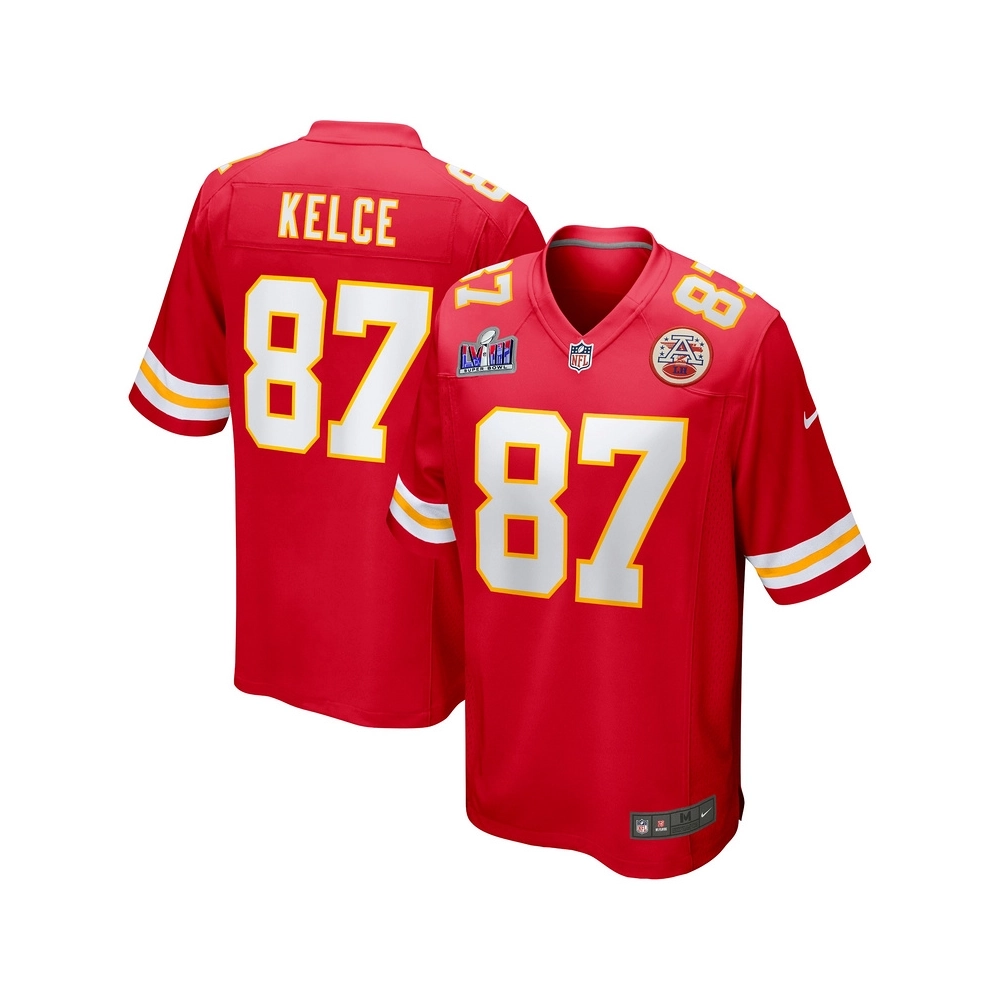 Mens Kansas City Chiefs Travis Kelce Red Super Bowl LVIII Game Jersey
