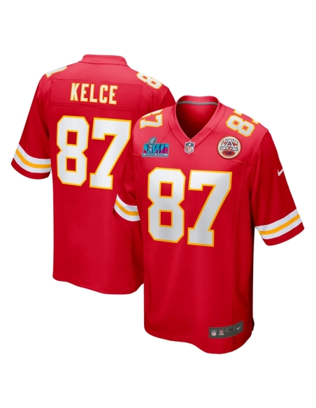 Mens Kansas City Chiefs Travis Kelce Red Super Bowl LVII (2022 Season) Patch Game Jersey