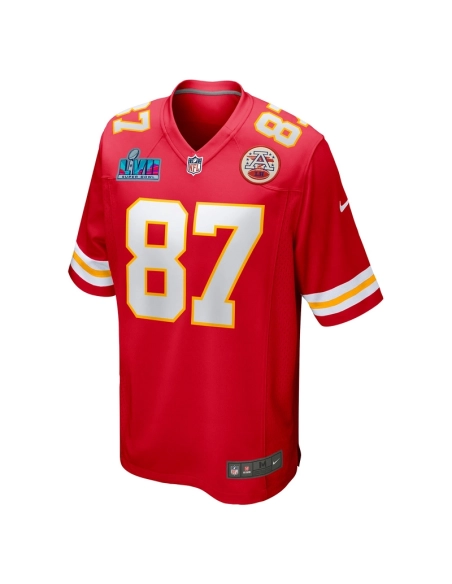 Mens Kansas City Chiefs Travis Kelce Red Super Bowl LVII (2022 Season) Patch Game Jersey