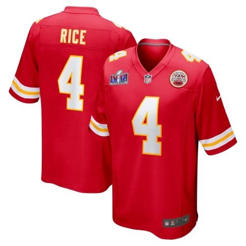 Mens Kansas City Chiefs Rashee Rice Red Super Bowl LVIII Game Jersey