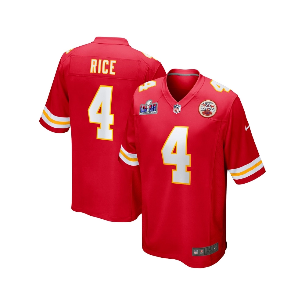 Mens Kansas City Chiefs Rashee Rice Red Super Bowl LVIII Game Jersey