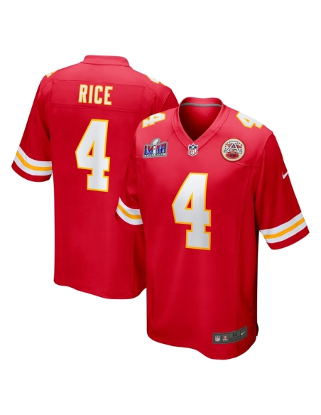 Mens Kansas City Chiefs Rashee Rice Red Super Bowl LVIII Game Jersey