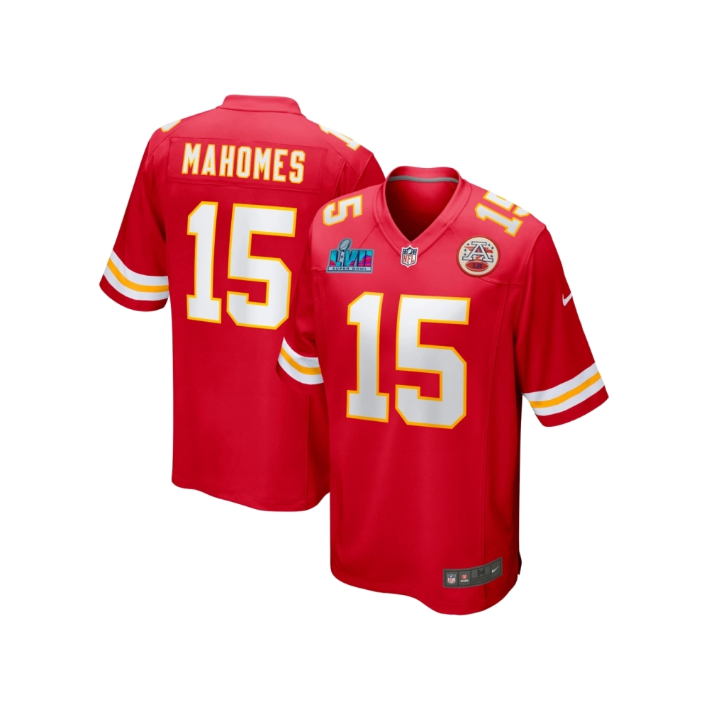 Mens Kansas City Chiefs Patrick Mahomes Red Super Bowl LVII (2022 Season) Patch Game Jersey