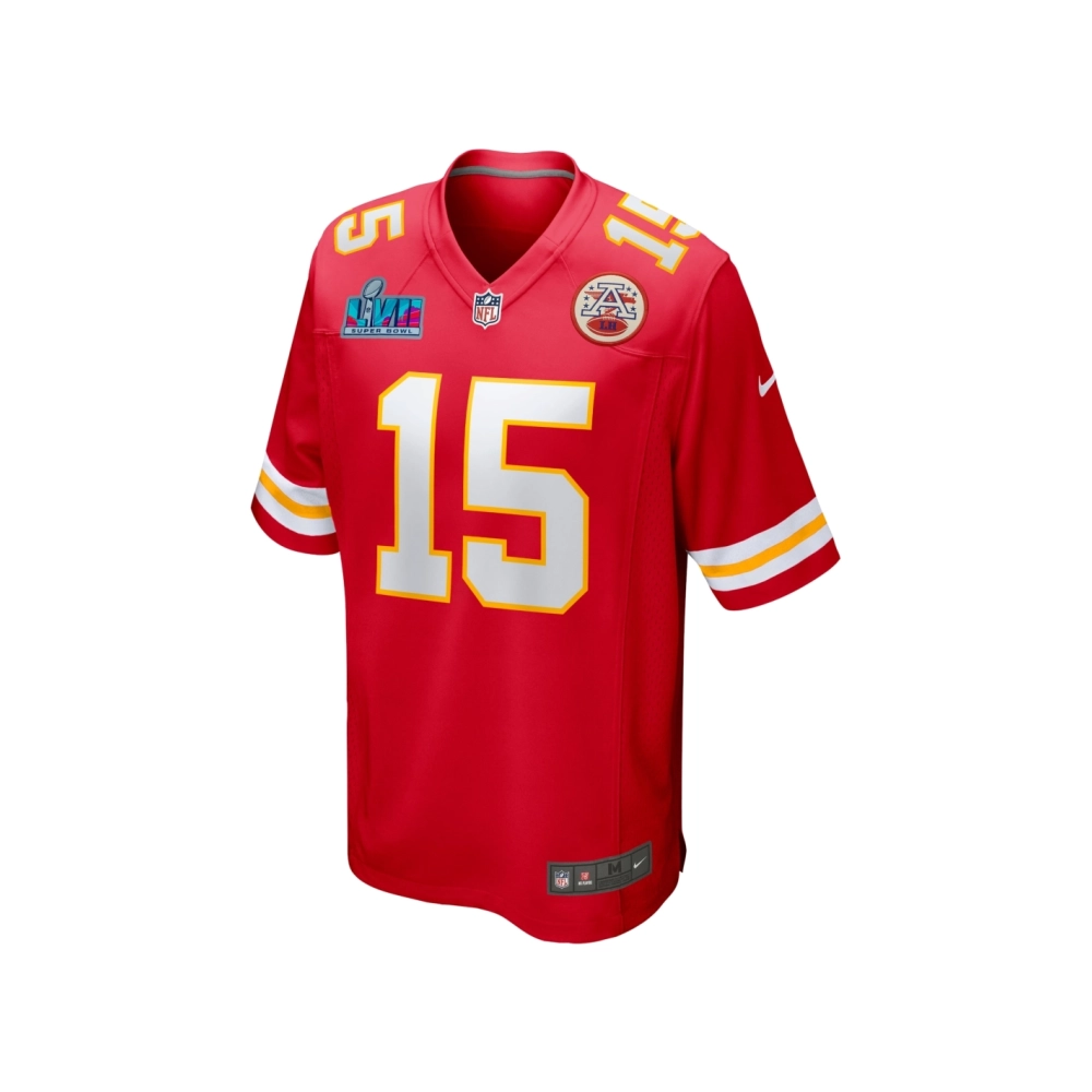 Mens Kansas City Chiefs Patrick Mahomes Red Super Bowl LVII (2022 Season) Patch Game Jersey