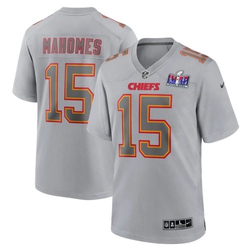 Mens Kansas City Chiefs Patrick Mahomes Gray Super Bowl LVIII Atmosphere Fashion Game Jersey