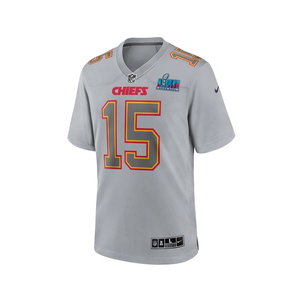 Mens Kansas City Chiefs Patrick Mahomes Gray Super Bowl LVII (2022 ) Patch Atmosphere Fashion Game Jersey