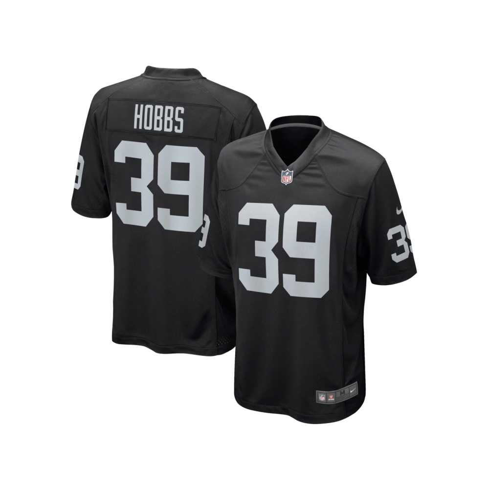 Mens Las Vegas Raiders Nate Hobbs Black Game Jersey