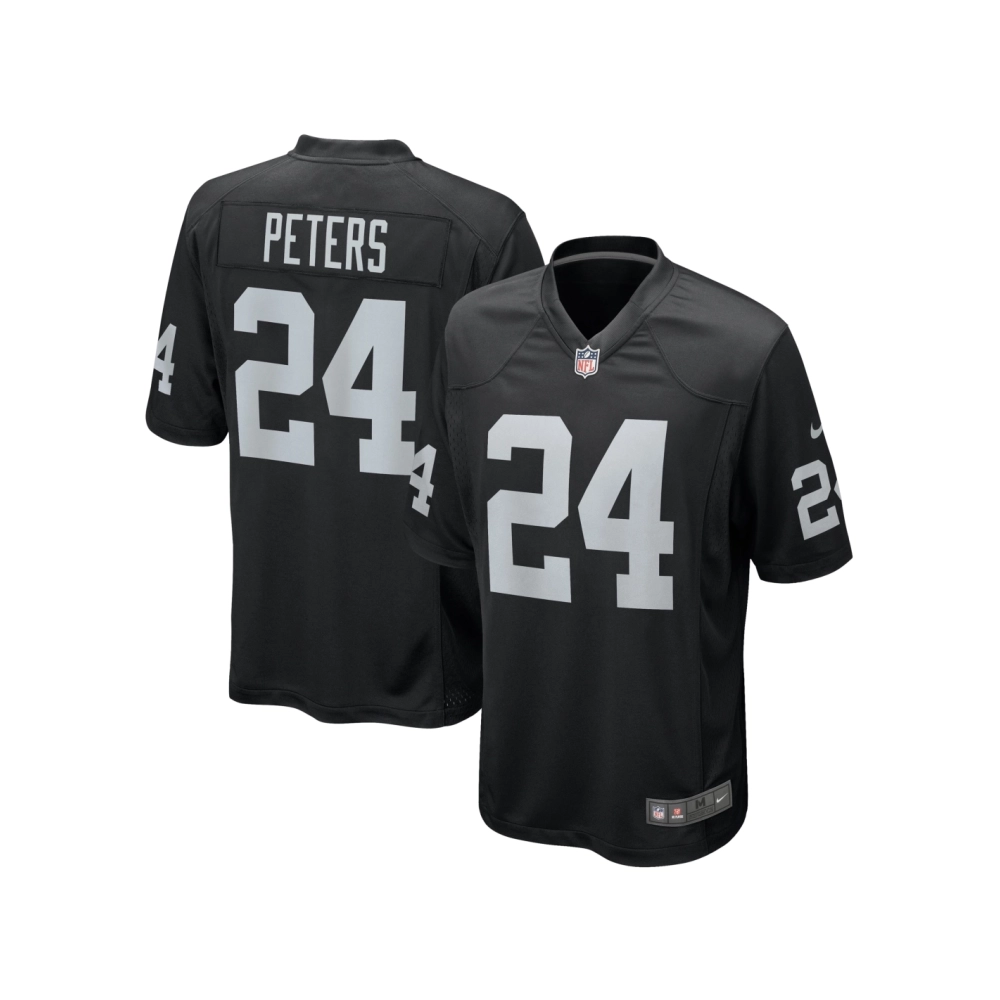 Mens Las Vegas Raiders Marcus Peters Black Team Game Jersey