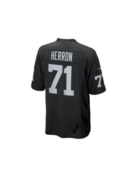 Mens Las Vegas Raiders Justin Herron Black Team Game Jersey